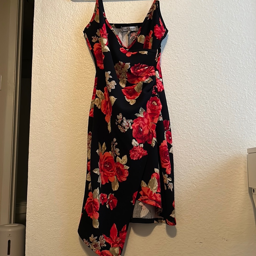 Black Floral Asymmetrical Dress | Crave Fame by Almost Famous